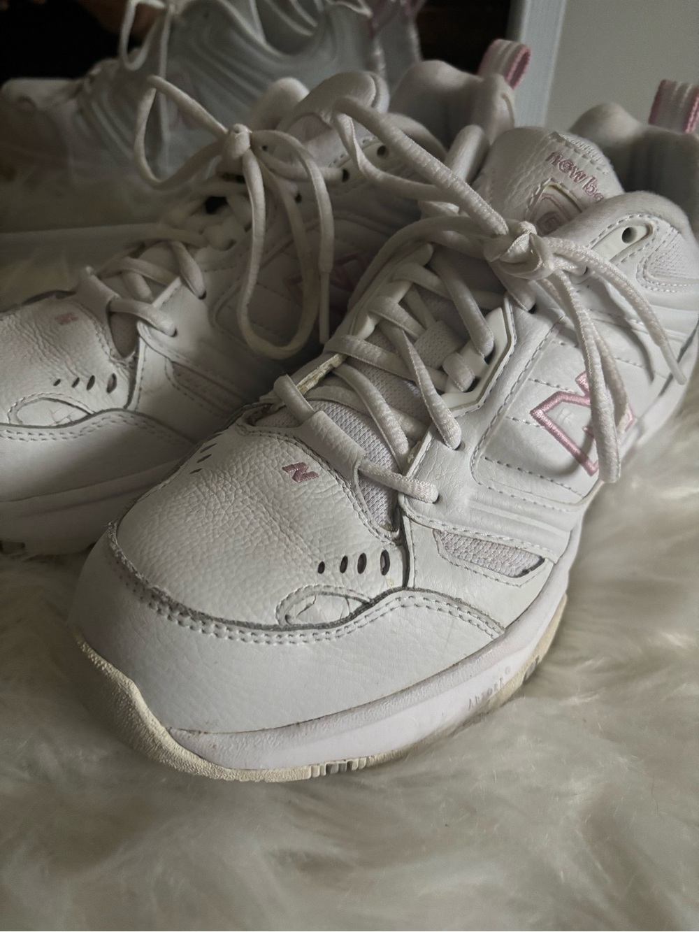 New Balance Women's White Sneakers with Light Pink Trim